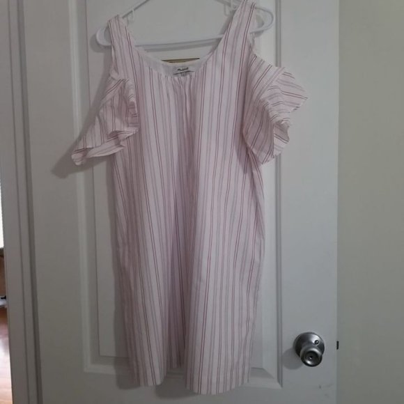 Madewell Cold Shoulder Stripe Dress Plus BONUS - Picture 4 of 7